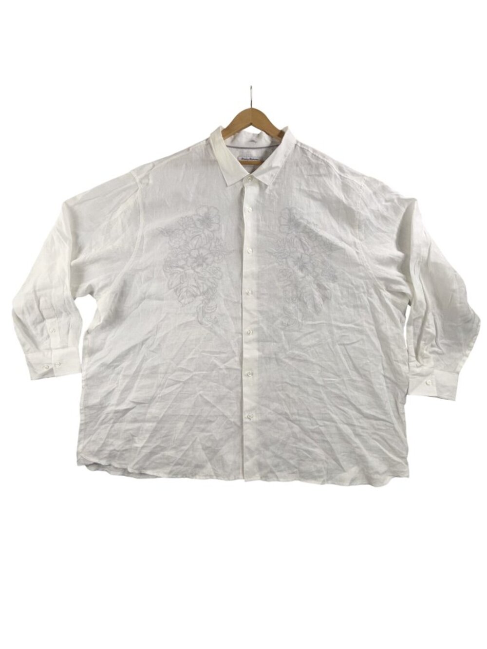 Tommy Bahama Shirt Mens 4XLB White Embroidered Button Up Long Sleeve Tropical